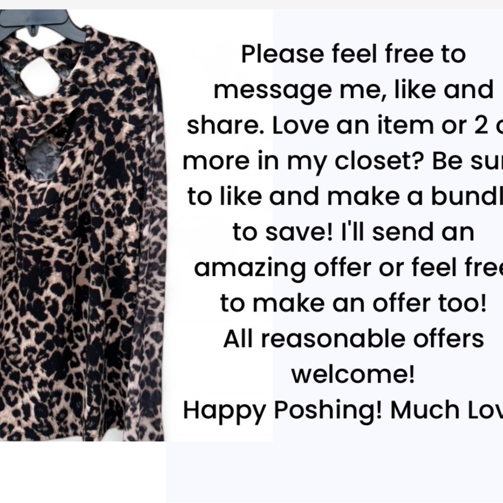 Leopard Print, NWT, Mesh Sleeves, Cutout Top, Keyhole, Twisted Neck, - Picture 8 of 10